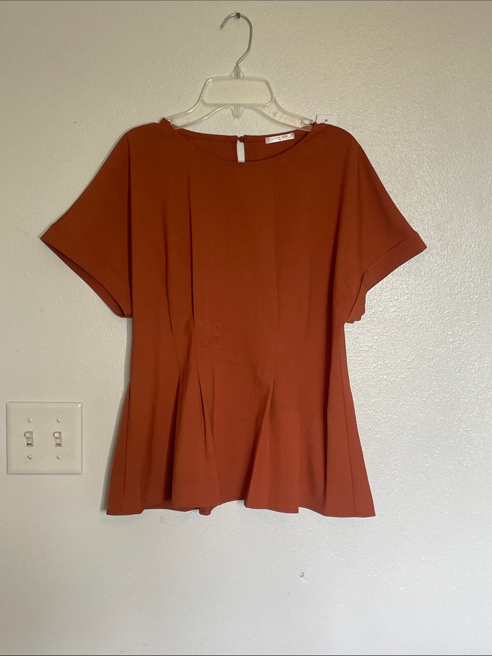 Women’s Rust Short Sleeve Pleated Top